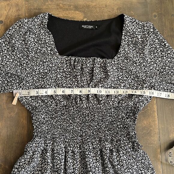 Nasty Gal Boho Skirt Long Sleeve Floral Print Ruffle Skater A Line Swing Mini - Picture 7 of 11